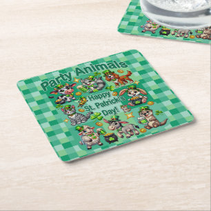 St. Patrick's Day Leuke en Schattige "Party Animal Vierkante Kartonnen Onderzetter