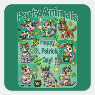 St. Patrick's Day Leuke en Schattige "Party Animal Vierkante Sticker