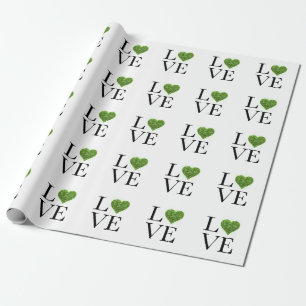 St. Patrick's day   Liefde   Groen glitterhart Cadeaupapier