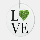 St. Patrick's day | Liefde | Groen glitterhart Keramisch Ornament (Links)