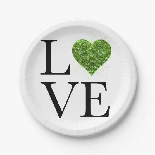 St. Patrick's day | Liefde | Groen glitterhart Papieren Bordje (Voorkant)