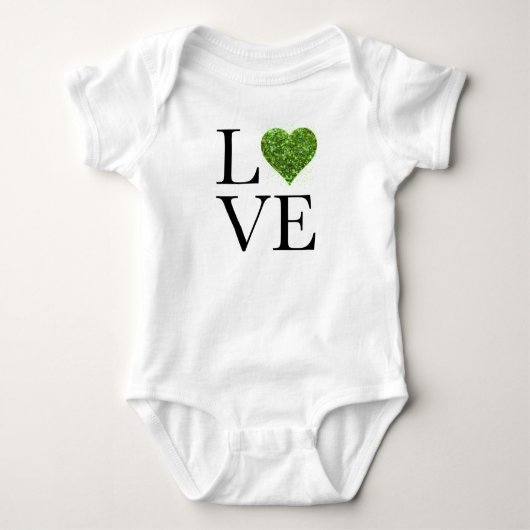 St. Patrick's day | Liefde | Groen glitterhart Romper (Voorkant)