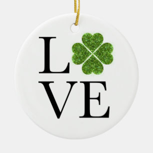 St. Patrick's day Liefde groene glitter shamro Keramisch Ornament