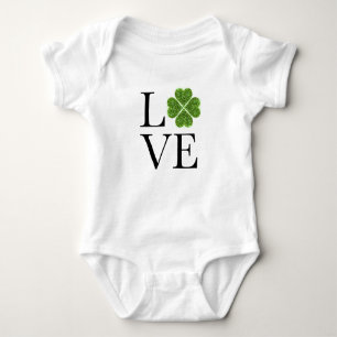 St. Patrick's day   Liefde   groene glitter shamro Romper