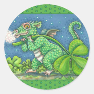 ST. PATRICK'S DAY LITTLE IRISH DRAGON FANTASY RONDE STICKER