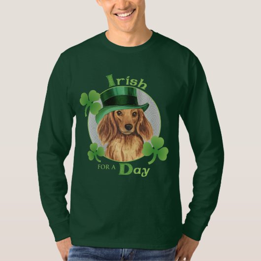 St. Patrick's Day Longhaire Dachshund T-shirt (Voorkant)