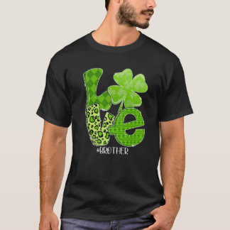 St. Patrick's Day Love Brother Pset Leopard Shamr T-shirt