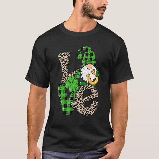 St Patrick's Day Love Gnomes Shamrock Horseshoe Ir T-shirt (Voorkant)