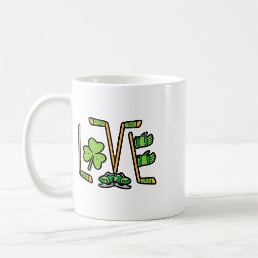 St Patricks Day Love Ice Hockey Saint Paddys Man B Koffiemok (Links)