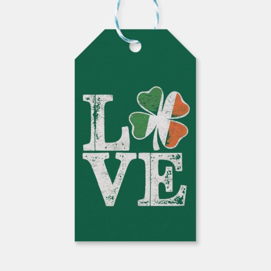 St Patricks Day Love Lucky Irish Shamrock Green Cadeaulabel (Achterkant)