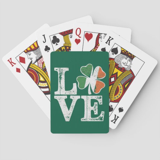 St Patricks Day Love Lucky Irish Shamrock Green Pokerkaarten (Achterkant)