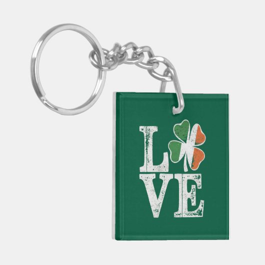 St Patricks Day Love Lucky Irish Shamrock Green Sleutelhanger (Voorkant Links)