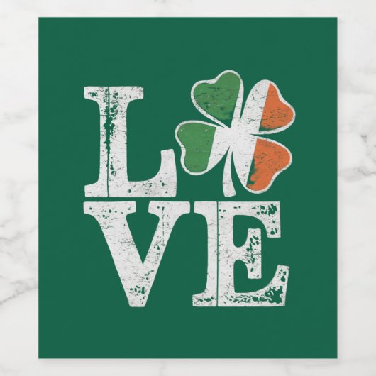 St Patricks Day Love Lucky Irish Shamrock Green Wijn Etiket (Enkel label)