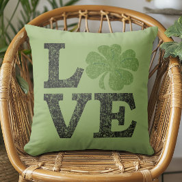 St. Patricks Day LOVE met shamrock Kussen