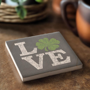 St. Patricks Day LOVE met shamrock Stenen Onderzetter