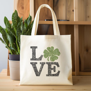 St. Patricks Day LOVE met shamrock Tote Bag