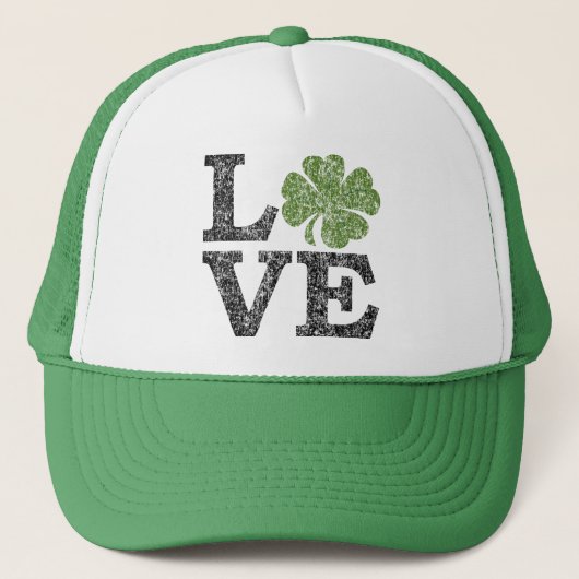 St. Patricks Day LOVE met shamrock Trucker Pet (Voorkant)