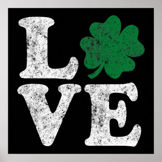 St Patrick's Day LOVE Shamrock Irish Poster (Voorkant)