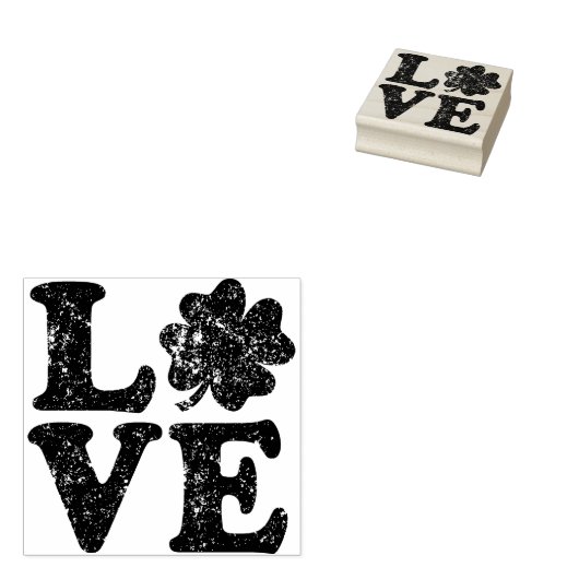 St Patrick's Day LOVE Shamrock Irish Rubberstempel (Gestempeld)