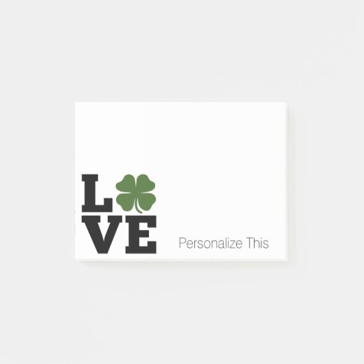 St. Patrick's Day Love with green shamrock Post-it® Notes (Voorkant)