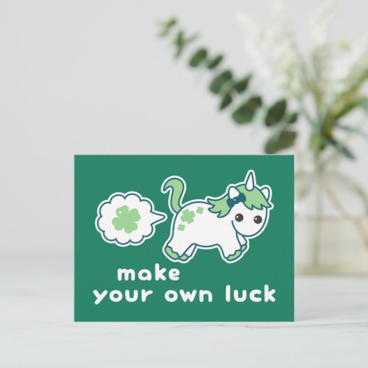 St Patrick's Day Luck Farting Unicorn Briefkaart (Staand voorkant)