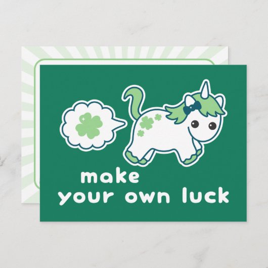 St Patrick's Day Luck Farting Unicorn Briefkaart (Voorkant / Achterkant)