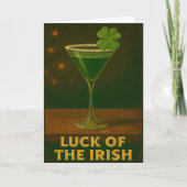 St. Patrick's Day Luck Of The Irish Clover Martini Kaart (Voorkant)