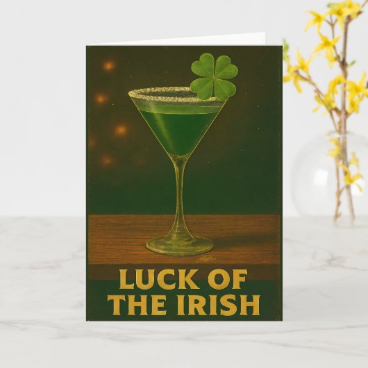 St. Patrick's Day Luck Of The Irish Clover Martini Kaart (Gele Bloem)