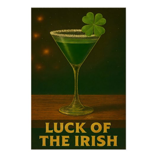 St. Patrick's Day Luck Of The Irish Clover Martini Perfect Poster (Voorkant)