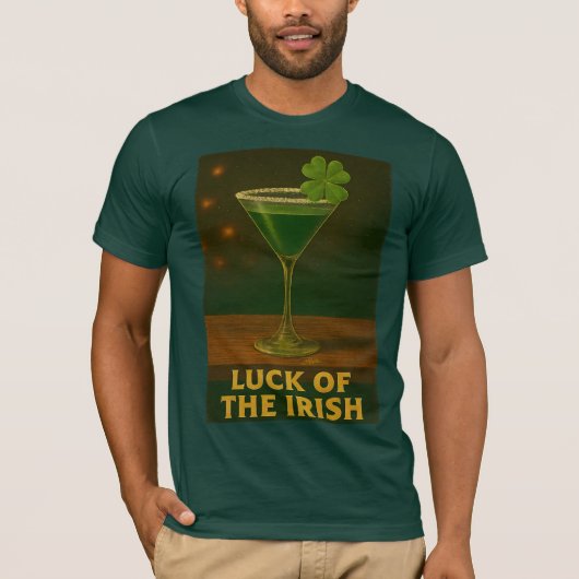 St. Patrick's Day Luck Of The Irish Clover Martini T-shirt (Voorkant)
