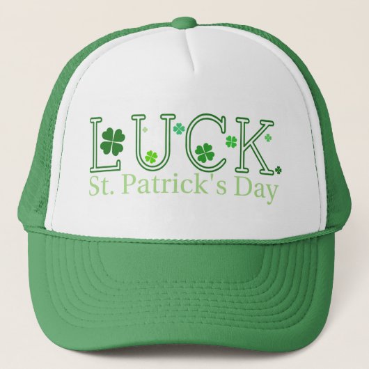 St. Patrick's Day "Luck" Trucker Hat Trucker Pet (Voorkant)