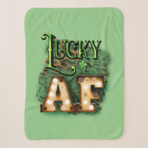 St. Patrick's Day Lucky AF Ierse marquee lichten Sherpa Deken