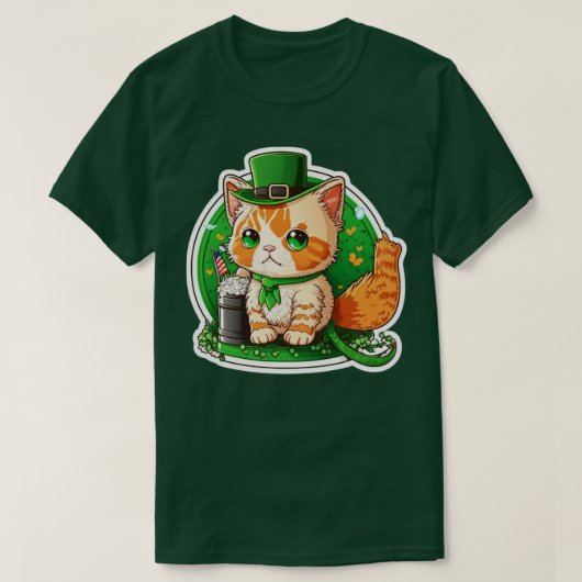 St Patricks Day Lucky Cat T-shirt (Design voorkant)