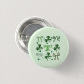 St. Patrick's Day Lucky Clover and Bow Ronde Button 3,2 Cm (Voorkant /achterkant)