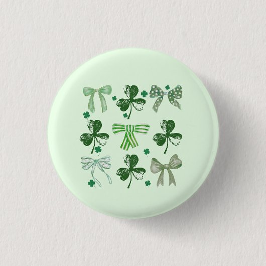 St. Patrick's Day Lucky Clover and Bow Ronde Button 3,2 Cm (Voorkant)