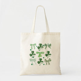 St. Patrick's Day Lucky Clover and Bow Tote Bag