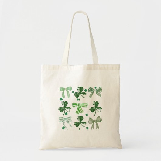St. Patrick's Day Lucky Clover and Bow Tote Bag (Voorkant)
