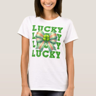 St. Patrick's Day Lucky Clover Bow T-shirt