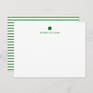 St Patricks Day Lucky Clover Green Stripe Iers Notitiekaartje