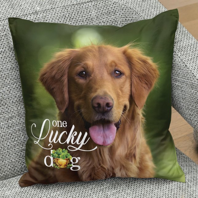 St. Patrick's Day Lucky Dog Custom Foto Kussen (Creator heeft geüpload)