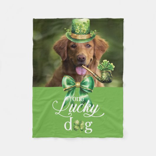 St. Patrick's Day Lucky Dog Funny Custom Foto Fleece Deken (Voorkant)