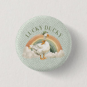 St. Patrick's Day Lucky Ducky met Regenboog Ronde Button 3,2 Cm