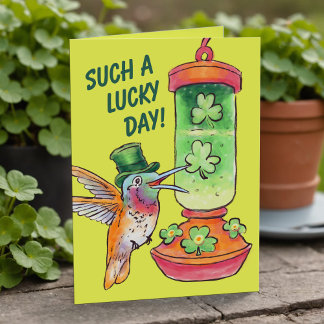 St Patrick's Day Lucky Green Hummingbird Feeder Feestdagen Kaart