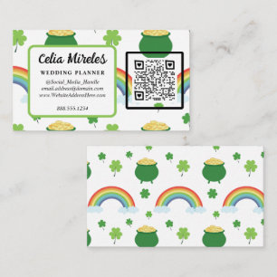 St Patricks Day Lucky Green Shamrock Rainbows Informatiekaartje