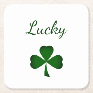 St. Patrick's Day Lucky Green Shamrock Vierkante Kartonnen Onderzetter