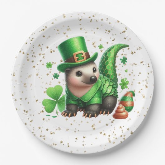 St. Patrick's Day Lucky Hedgehog Papieren Bordje (Voorkant)