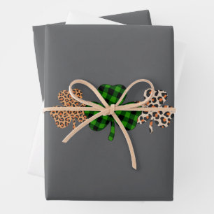 St. Patrick's Day Lucky Iers Groen Geruit Shamrock Inpakpapier Vel
