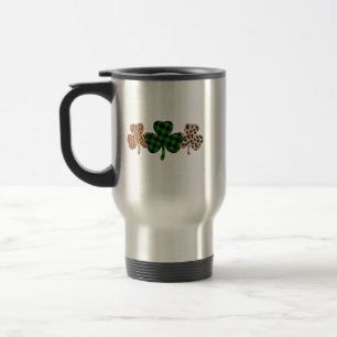 St. Patrick's Day Lucky Iers Groen Geruit Shamrock Reisbeker