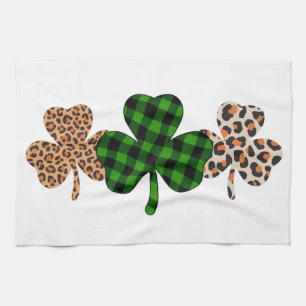 St. Patrick's Day Lucky Iers Groen Geruit Shamrock Theedoek