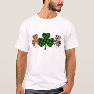 St Patricks Day Lucky Irish Green Plaid Shamrock T-shirt